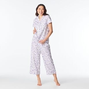 Sash & Rose Women's Print Cotton Poplin Pyjama Set Blue Print