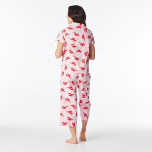 Sash & Rose Women's Cotton Poplin Pyjama Set Lobster