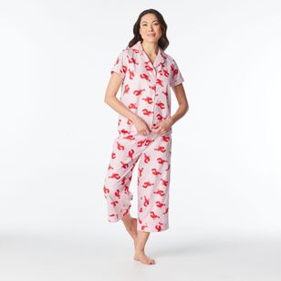 Sash & Rose Women's Cotton Poplin Pyjama Set Lobster