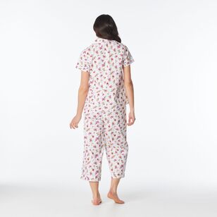 Sash & Rose Women's Floral Cotton Poplin Pyjama Set White & Floral