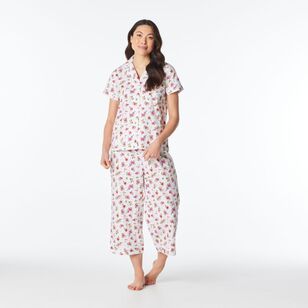 Sash & Rose Women's Floral Cotton Poplin Pyjama Set White & Floral