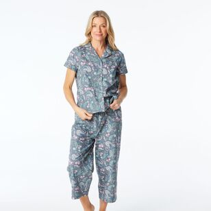 Sash & Rose Women's Cotton Poplin Paisley Pyjama Set Paisley Print