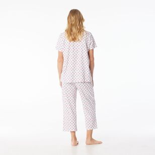 Sash & Rose Women's Cotton Interlock Pyjama Set Pink Print