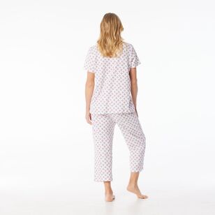 Sash & Rose Women's Cotton Interlock Pyjama Set Pink Print