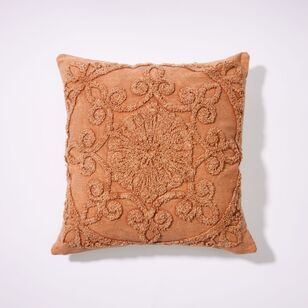 Chyka Home Madi Cotton Embroidered Cushion Caramel 50 x 50 cm