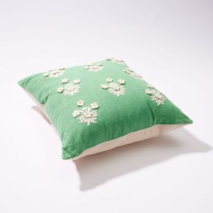 Chyka Home Dandelion Cotton Embroidered Cushion Green 50 x 50 cm