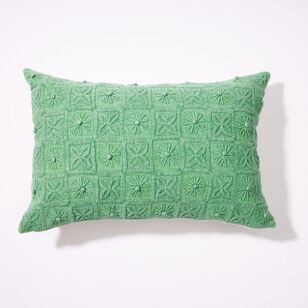 Chyka Home Dayesford Cotton Embroidered Cushion Green 40 x 60 cm