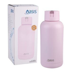 Oasis Moda Ceramic Lined Stainless Steel Triple Wall Insulated 1.5 L Drink Bottle Pink Lemonade