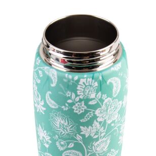 Oasis Double Wall Stainless Steel Insulated 780 mL Sports Bottle With Sipper Straw Green Paisley