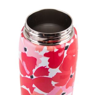 Oasis Double Wall Stainless Steel Insulated 780 mL Sports Bottle With Sipper Straw Red Poppies