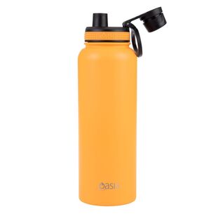 Oasis Double Wall Stainless Steel Insulated 1.1 L Challenger Sports Bottle With Screw Cap Neon Orange