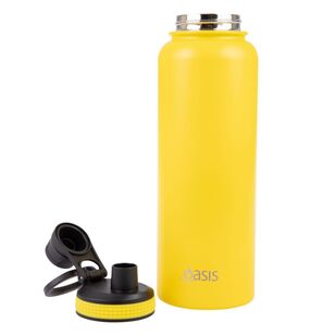 Oasis Double Wall Stainless Steel Insulated 1.1 L Challenger Sports Bottle With Screw Cap Neon Yellow