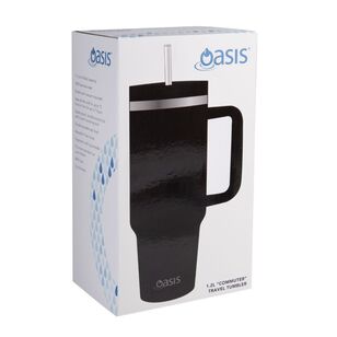 Oasis Commuter Stainless Steel Double Wall Insulated 1.2 Litre Travel Tumbler Black