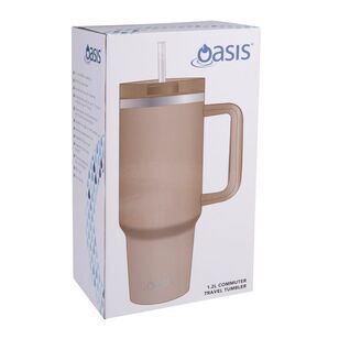 Oasis Commuter Stainless Steel Double Wall Insulated 1.2 Litre Travel Tumbler Latte