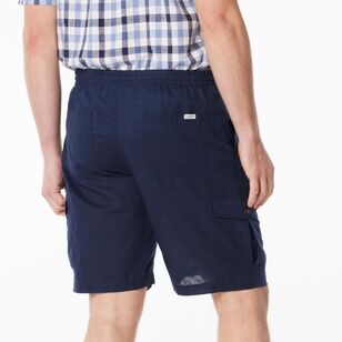 JC Lanyon Men's Richmond Linen Cargo Shorts Navy