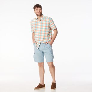 JC Lanyon Men's Richmond Linen Cargo Shorts Stone Blue