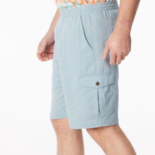 JC Lanyon Men's Richmond Linen Cargo Shorts Stone Blue