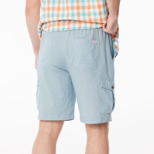 JC Lanyon Men's Richmond Linen Cargo Shorts Stone Blue