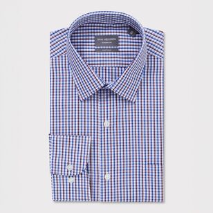 Van Heusen Men's Classic Fit Long Sleeve Gingham Shirt Brown & Blue