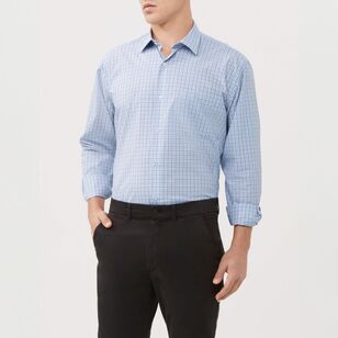 Van Heusen Men's Classic Fit Long Sleeve Gingham Shirt Sky Blue