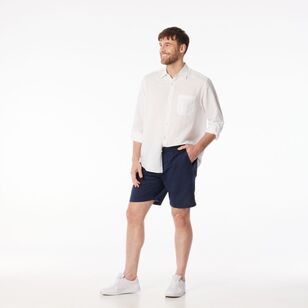 JC Lanyon Men's Brighton Pull On Linen Shorts Navy