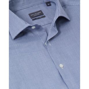 Van Heusen Men's Tailored Fit Herringbone Long Sleeve Shirt Blue