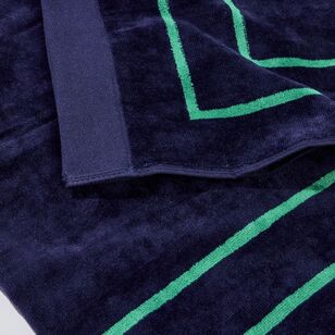 Elysian Coastal Reversible Beach Towel Green & Navy 90 x 180 cm