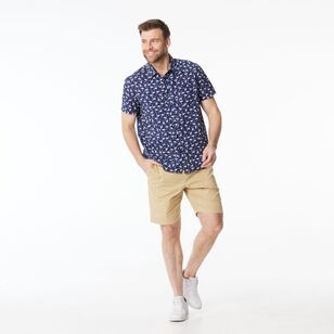 JC Lanyon Men's Flamingo Printed Short Sleeve Shirt Navy