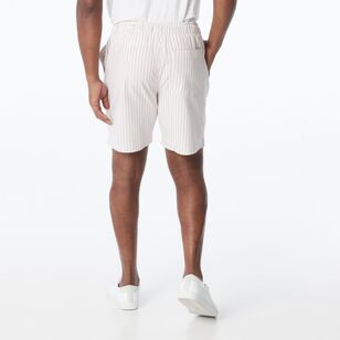 JC Lanyon Men's Alban Elastic Waist Stripe Shorts Natural Stripe