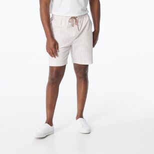 JC Lanyon Men's Alban Elastic Waist Stripe Shorts Natural Stripe