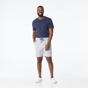 JC Lanyon Men's Alban Elastic Waist Stripe Shorts Navy & Stripe