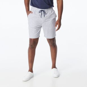 JC Lanyon Men's Alban Elastic Waist Stripe Shorts Navy & Stripe