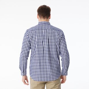 JC Lanyon Men's Harris Brushed Check Long Sleeve Shirt Navy