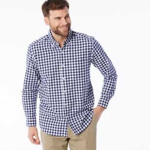 JC Lanyon Men's Harris Brushed Check Long Sleeve Shirt Navy