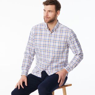 JC Lanyon Men's Lyons Brushed Check Long Sleeve Shirt Light Blue