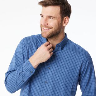 JC Lanyon Men's Hadfield Long Sleeve Easy Care Shirt Dust Blue