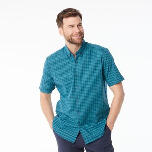 JC Lanyon Men's Heron Easy Care Short Sleeve Shirt Turquoise & Ocean