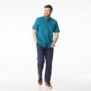 JC Lanyon Men's Heron Easy Care Short Sleeve Shirt Turquoise & Ocean