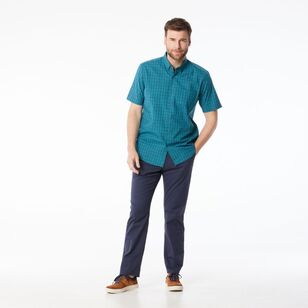 JC Lanyon Men's Heron Easy Care Short Sleeve Shirt Turquoise & Ocean