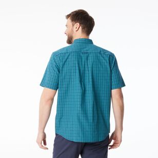 JC Lanyon Men's Heron Easy Care Short Sleeve Shirt Turquoise & Ocean