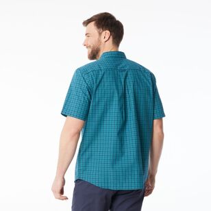 JC Lanyon Men's Heron Easy Care Short Sleeve Shirt Turquoise & Ocean