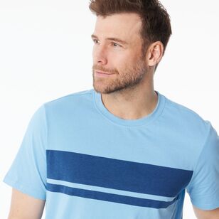 JC Lanyon Men’s Bishop Chest Stripe Crew Neck Tee Light Blue