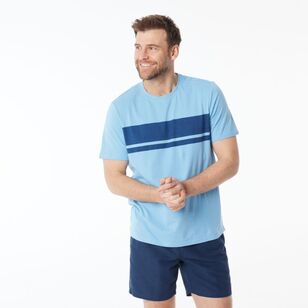 JC Lanyon Men’s Bishop Chest Stripe Crew Neck Tee Light Blue