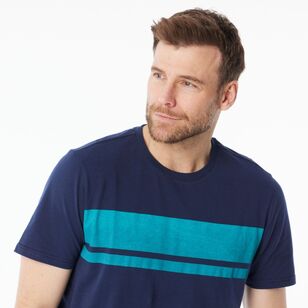 JC Lanyon Men’s Bishop Chest Stripe Crew Neck Tee Navy