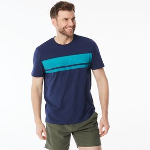 JC Lanyon Men’s Bishop Chest Stripe Crew Neck Tee Navy