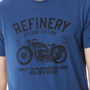 JC Lanyon Men’s Refinery Moto Printed Jersey Tee Denim