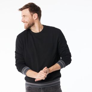 JC Lanyon Men's Barron Tipped Crew Neck Fleece Charcoal