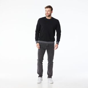 JC Lanyon Men's Barron Tipped Crew Neck Fleece Charcoal