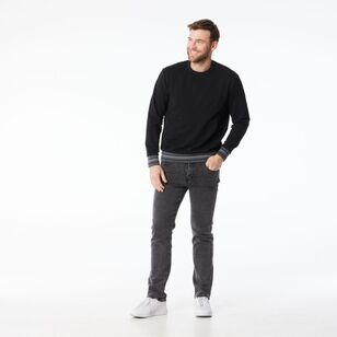 JC Lanyon Men's Barron Tipped Crew Neck Fleece Charcoal