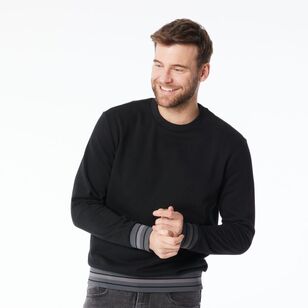 JC Lanyon Men's Barron Tipped Crew Neck Fleece Charcoal